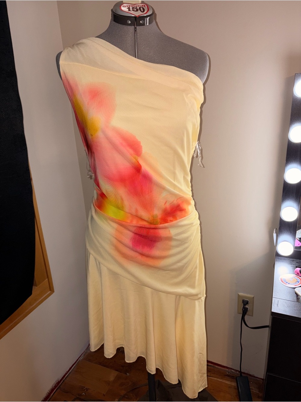 Yellow off the Shoulder Floral Midi Dress